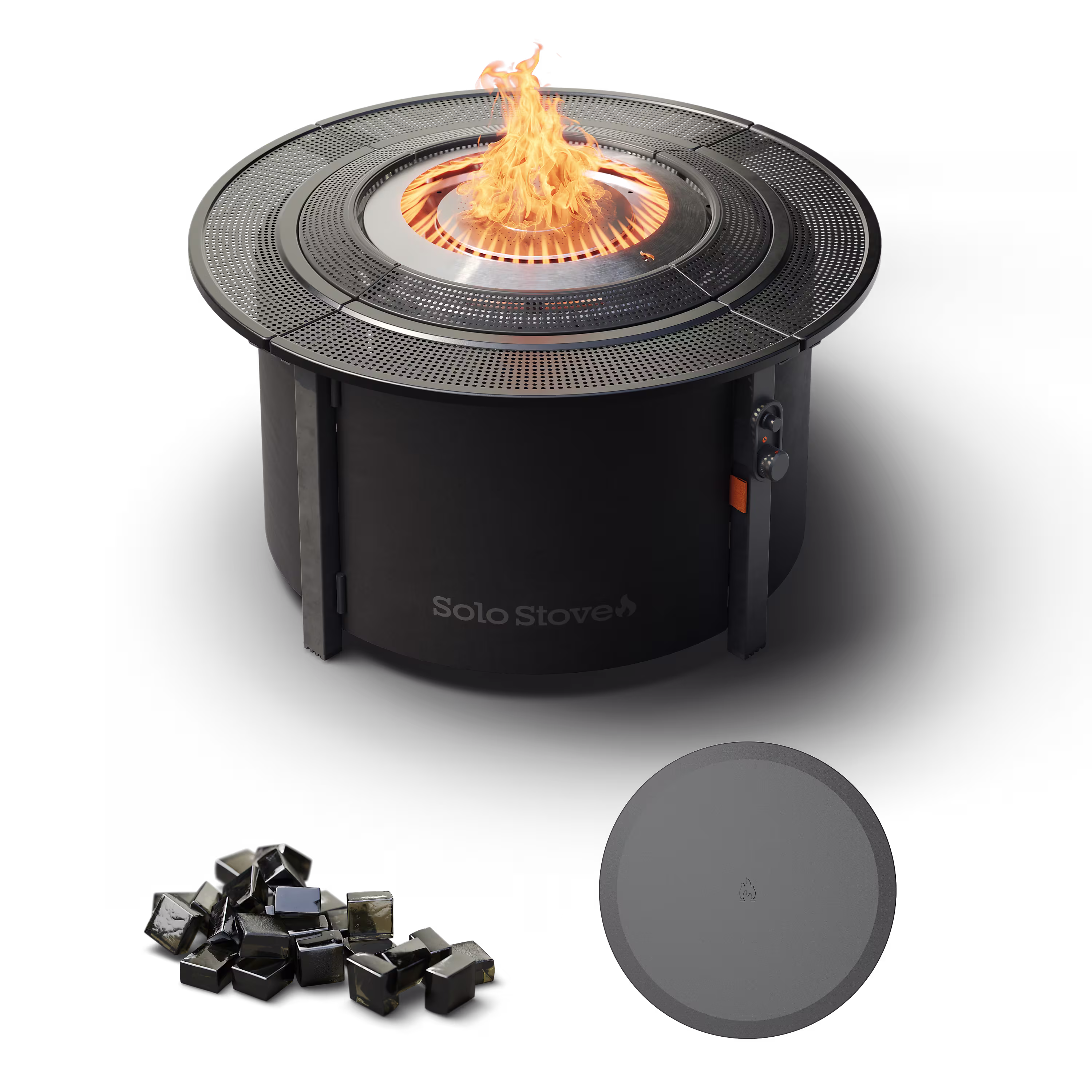 Infinity Flame Propane Fire Pit + Surround Surface - Charcoal Steel Finish