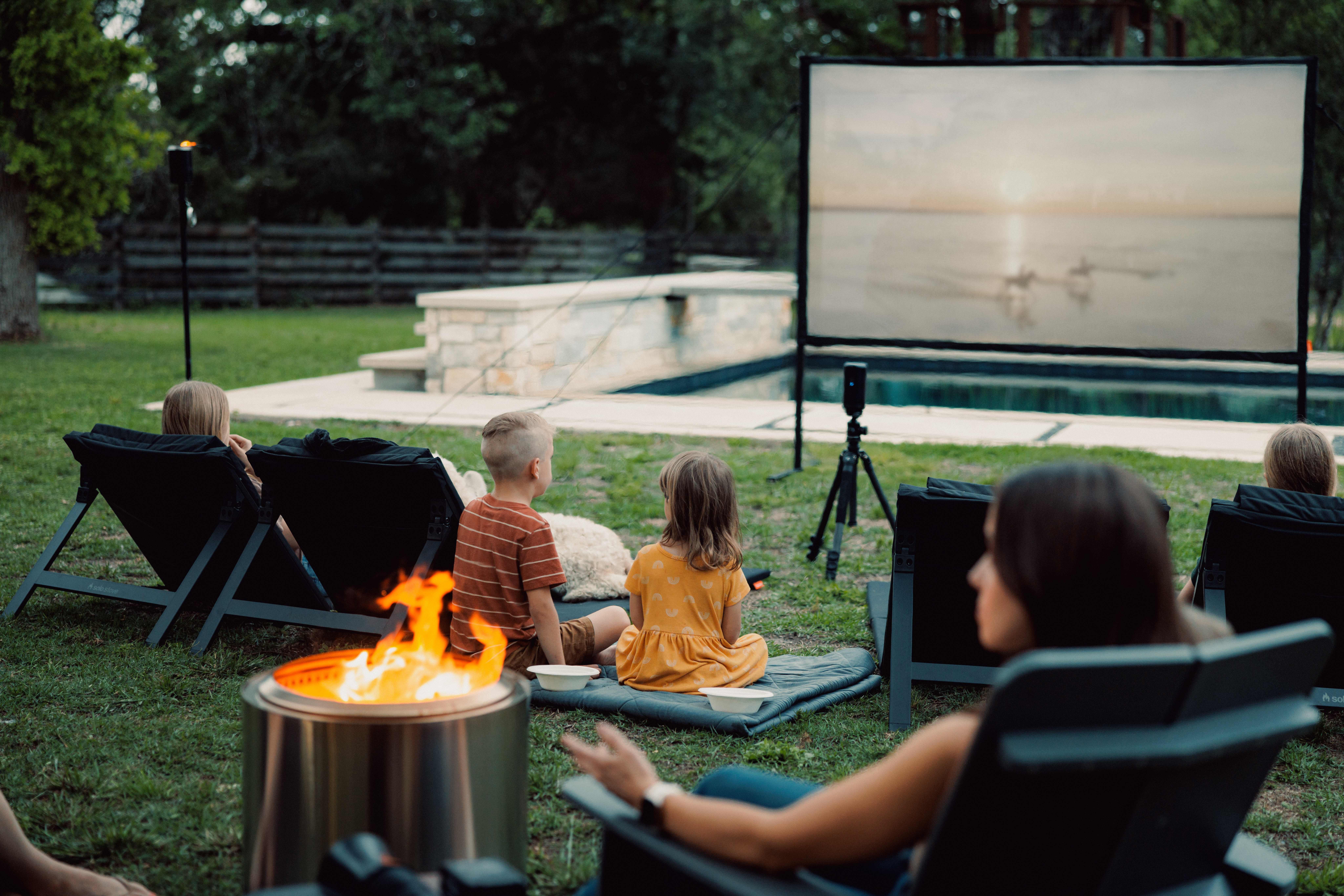 Movie Screen Outdoor Movie Night Seating Backyard Movie Night