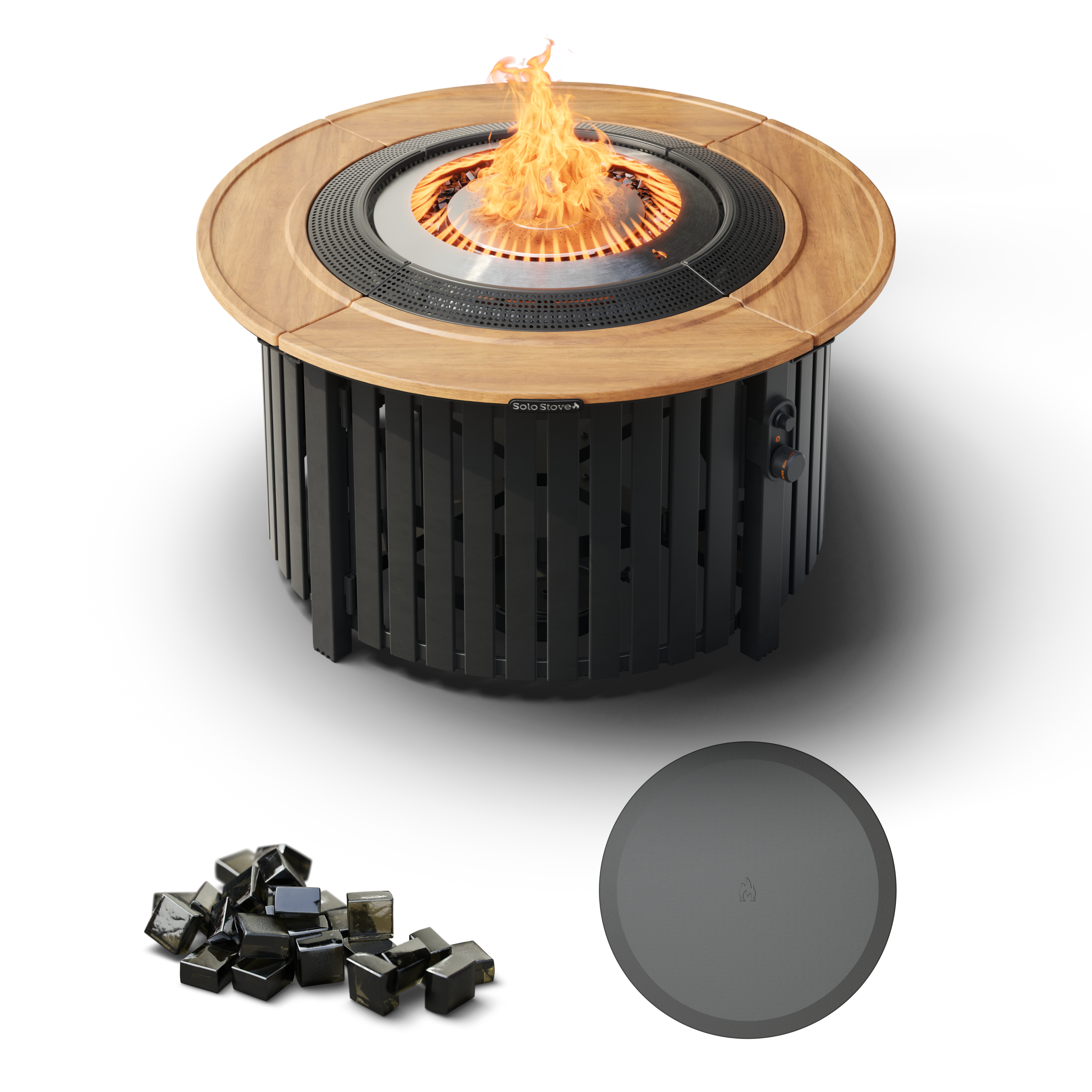 Infinity Flame Teak Steel Propane Fire Pit | Solo Stove